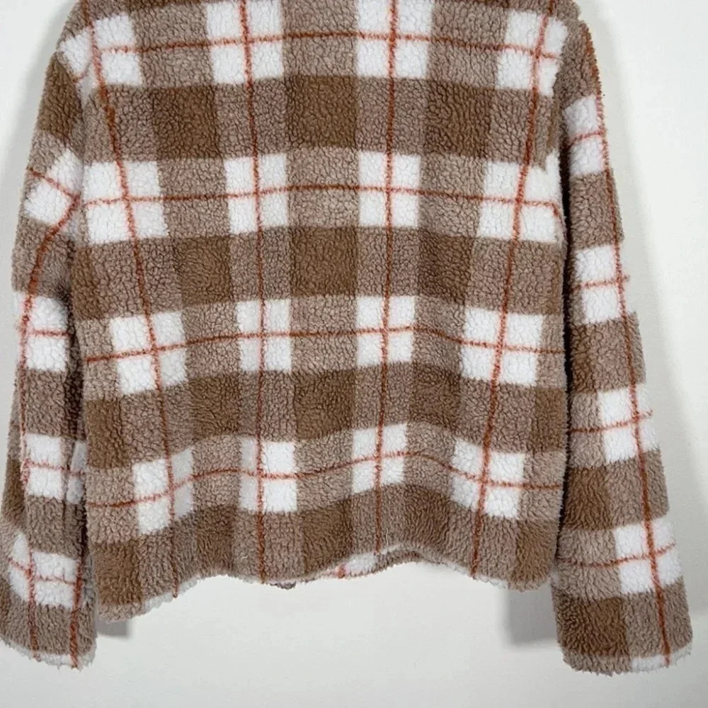 7 For All Mankind Brown Teddy Crop Jacket - Picture 14 of 15